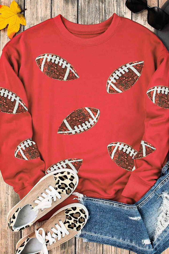 Sequin Football Patch Sweatshirt |1mrk.com