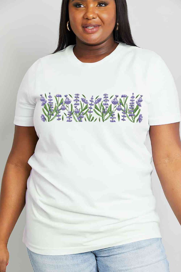 Simply Love Full Size Flower Graphic Cotton Tee | 1mrk.com