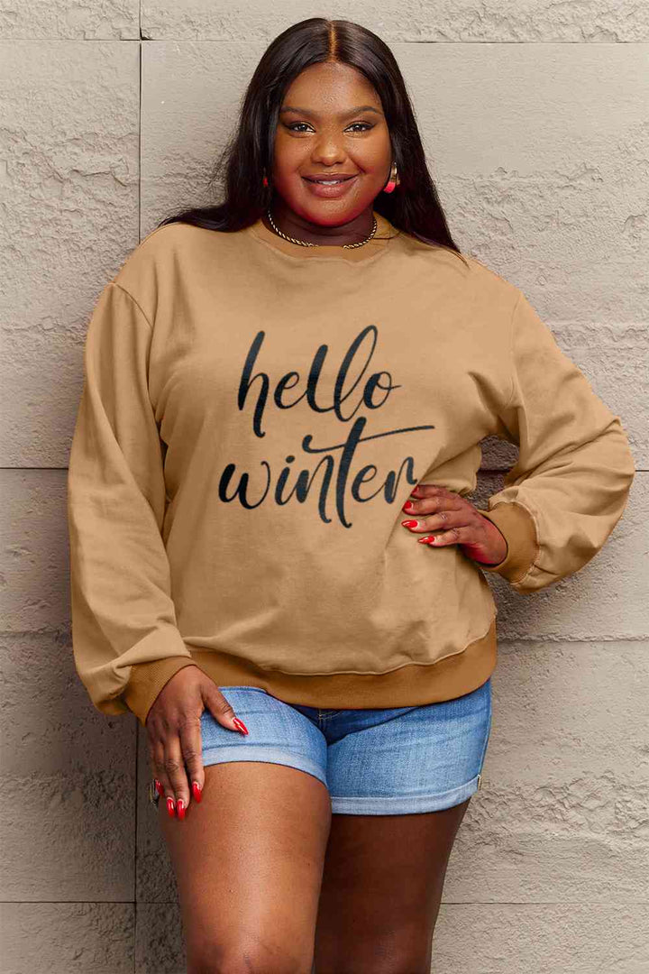 Simply Love Full Size HELLO WINTER Graphic Sweatshirt |1mrk.com