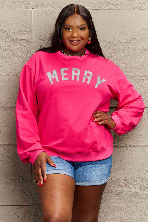 Simply Love Full Size MERRY Graphic Sweatshirt |1mrk.com