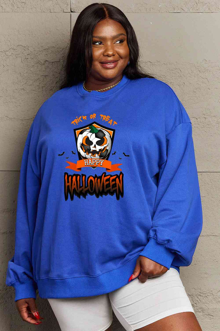 Simply Love Full Size TRICK OR TREAT HAPPY HALLOWEEN Graphic Sweatshirt |1mrk.com