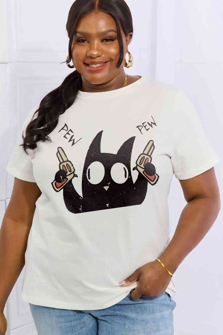 Simply Love Full Size PEW PEW Graphic Cotton Tee | 1mrk.com