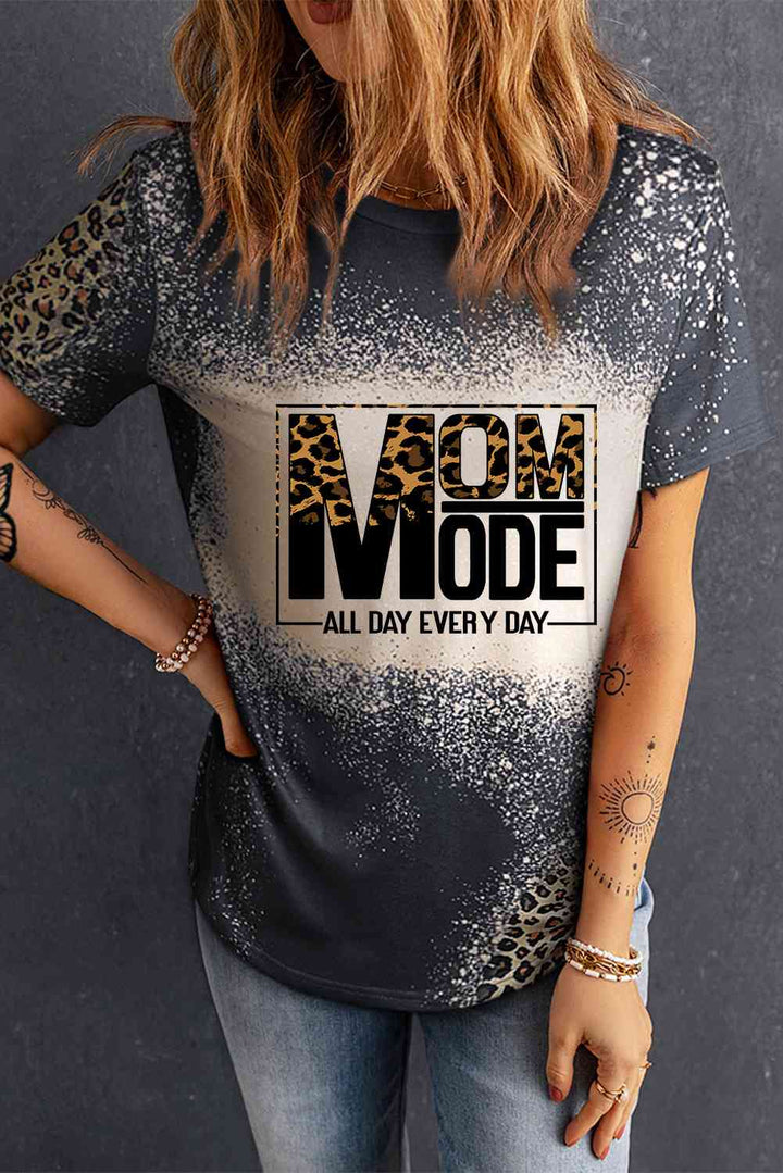 Graphic Leopard Round Neck Tee Shirt | 1mrk.com