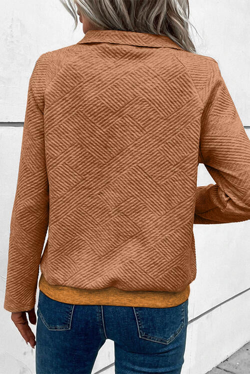 Geometric Snap Button Long Sleeve Sweatshirt |1mrk.com