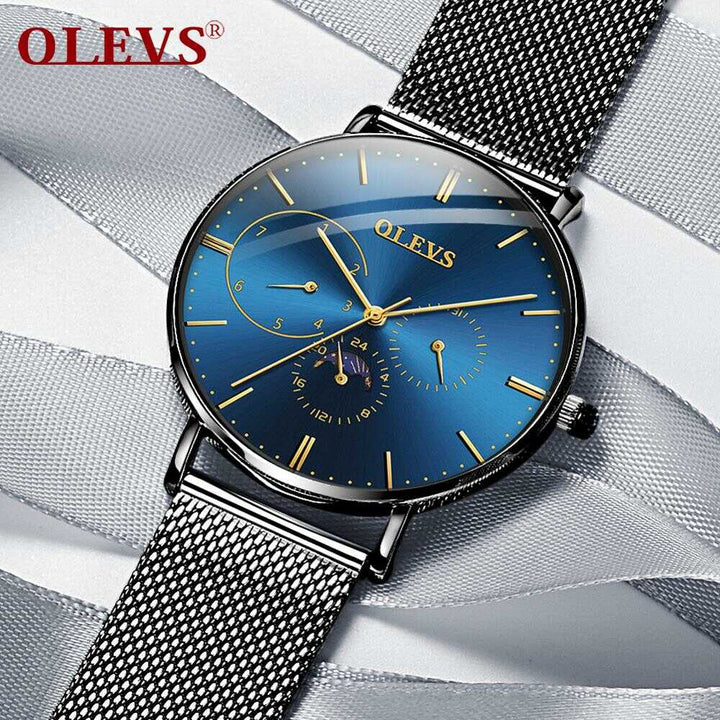 OLEVS 6860 Men Wrist Watch Fashion Power Reserve Date Dial Mesh | 1mrk.com