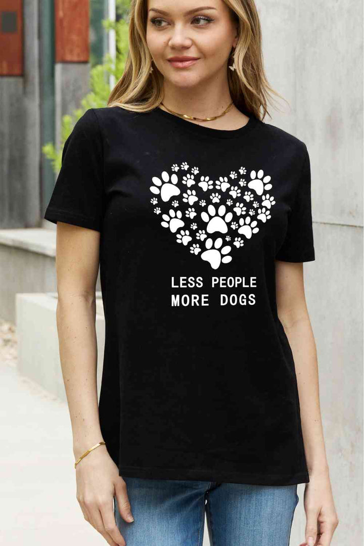 Simply Love Simply Love Full Size LESS PEOPLE MORE DOGS Heart Graphic Cotton Tee | 1mrk.com