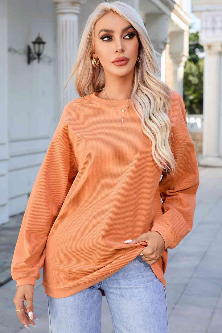 Round Neck Dropped Shoulder THANKFUL Graphic Sweatshirt |1mrk.com