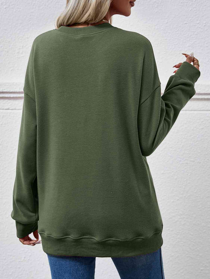 Dropped Shoulder Sweatshirt with Pockets |1mrk.com