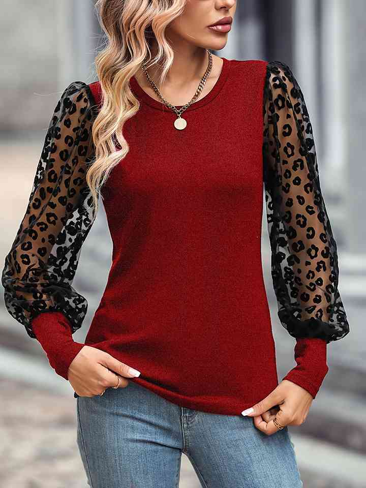 Leopard Round Neck Top | 1mrk.com