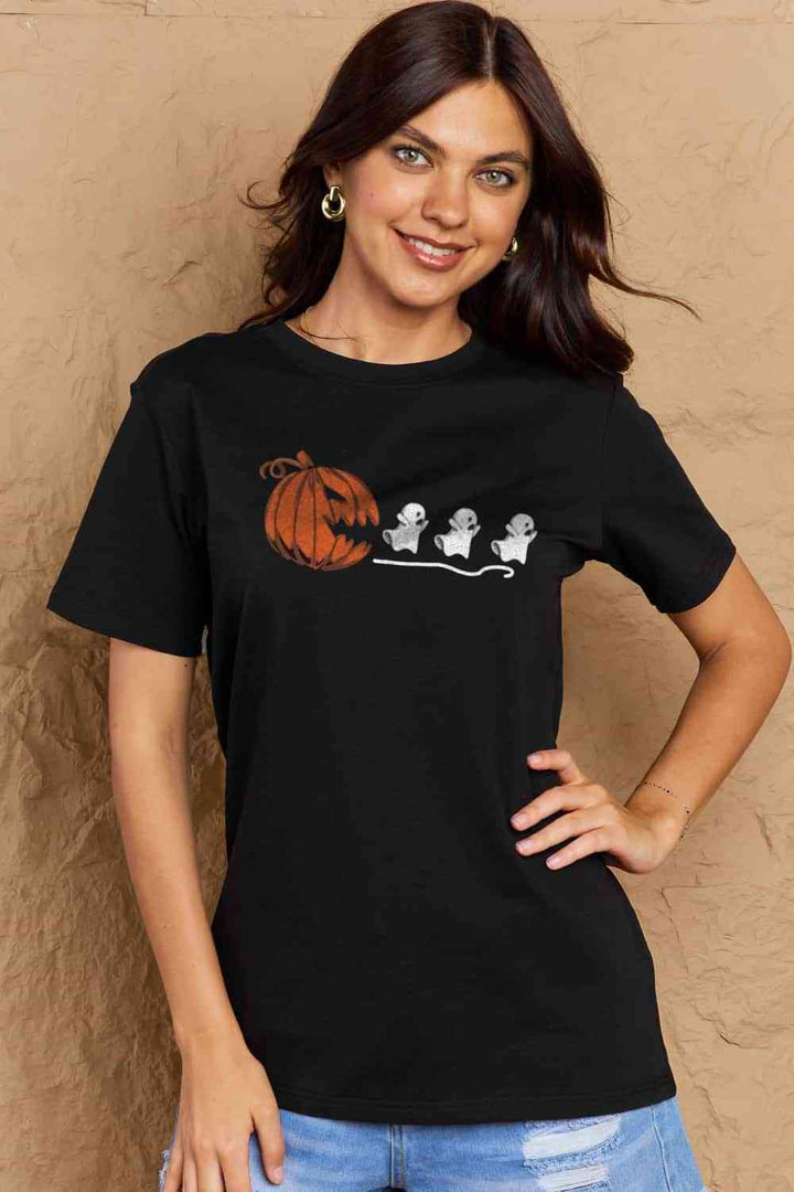 Simply Love Full Size Jack-O'-Lantern Graphic Cotton T-Shirt | 1mrk.com