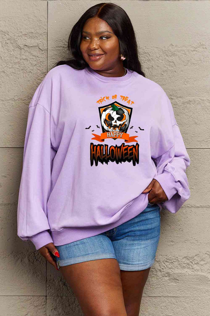 Simply Love Full Size TRICK OR TREAT HAPPY HALLOWEEN Graphic Sweatshirt |1mrk.com