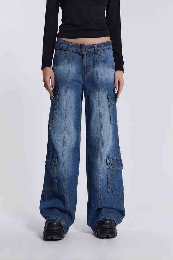 Buttoned Washed Jeans |1mrk.com