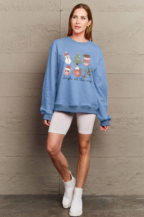 Simply Love Full Size JINGLE ALL THE WAY Long Sleeve Sweatshirt |1mrk.com