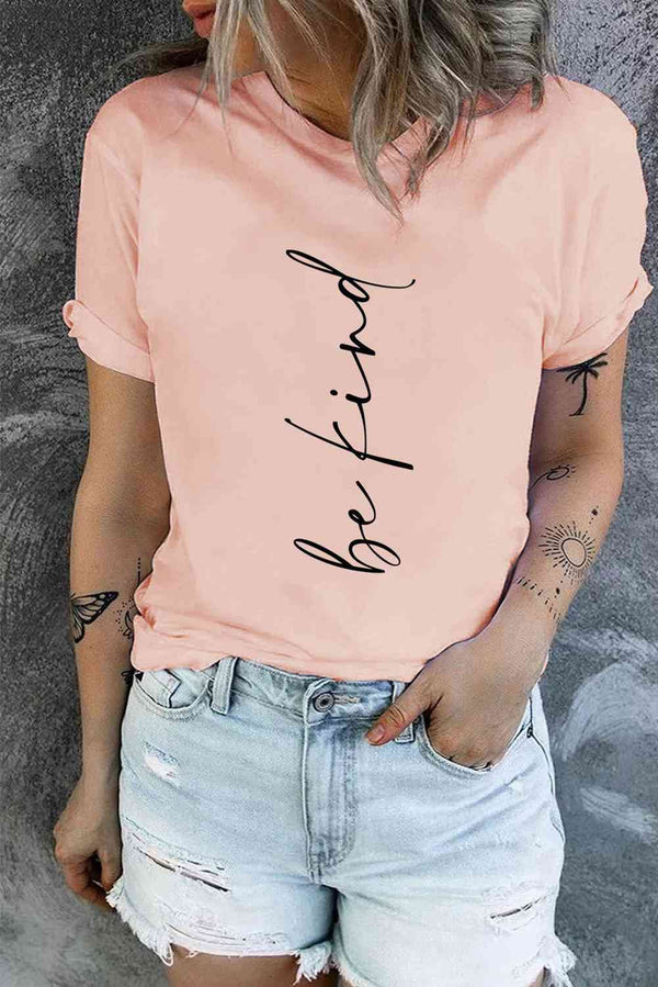 BE KIND Graphic Round Neck Short Sleeve Tee | 1mrk.com