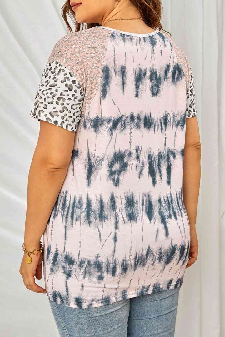 Plus Size Tie-Dye Short Raglan Sleeve Tee | 1mrk.com