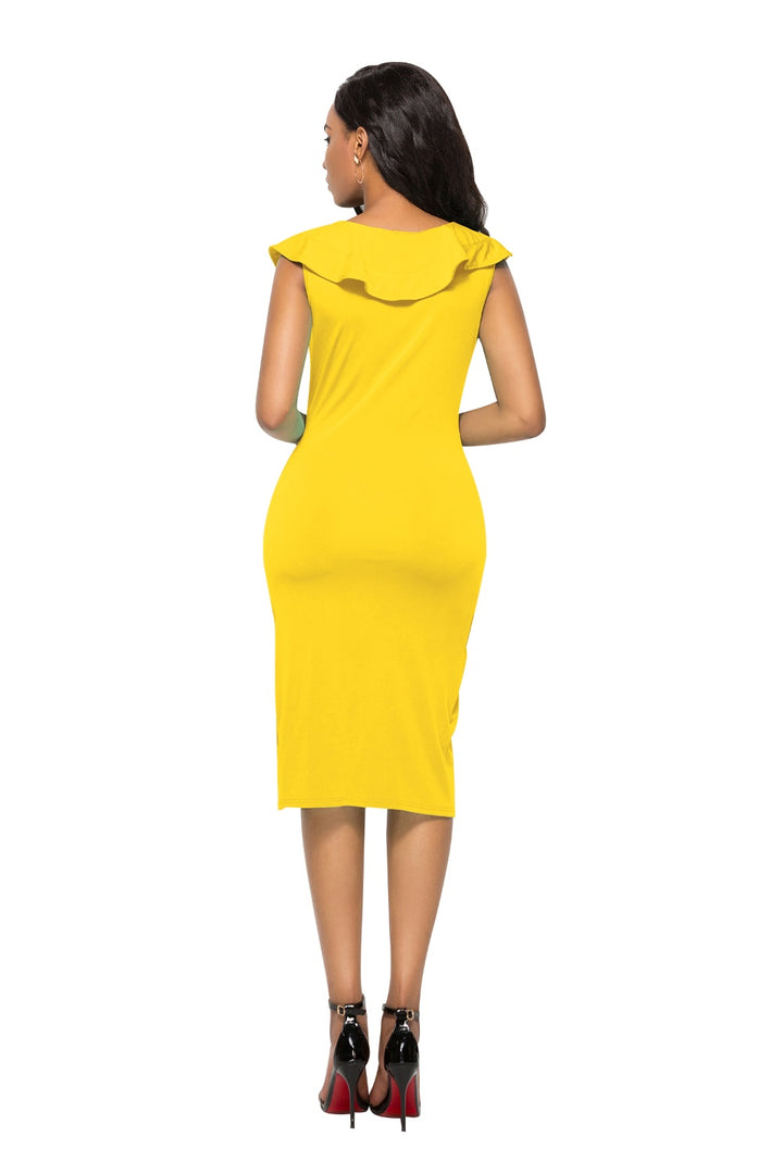 Ruched Ruffled Cap Sleeve Dress | Trendsi