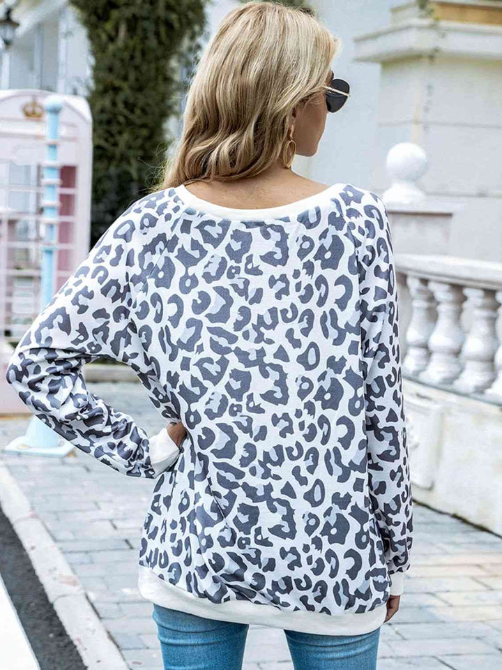 Leopard Round Neck Tunic Top | 1mrk.com