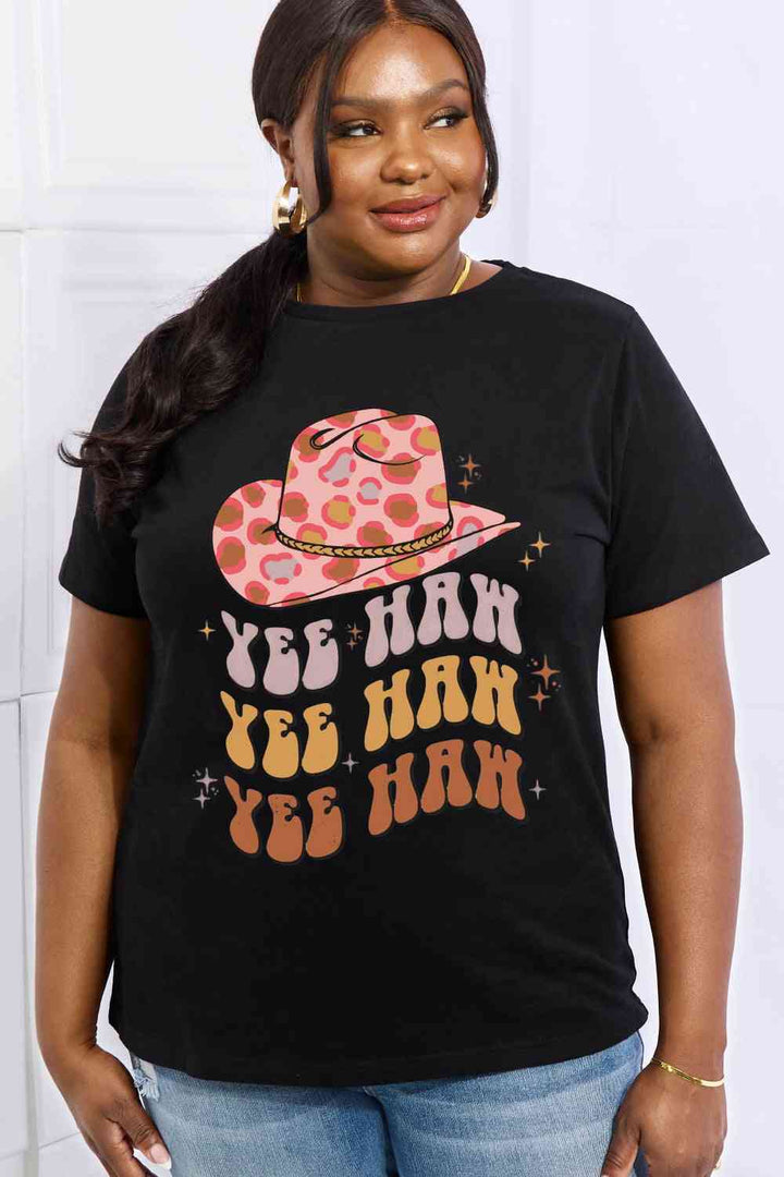 Simply Love Simply Love Full Size YEE HAH YEE HAH YEE HAH Graphic Cotton Tee | 1mrk.com