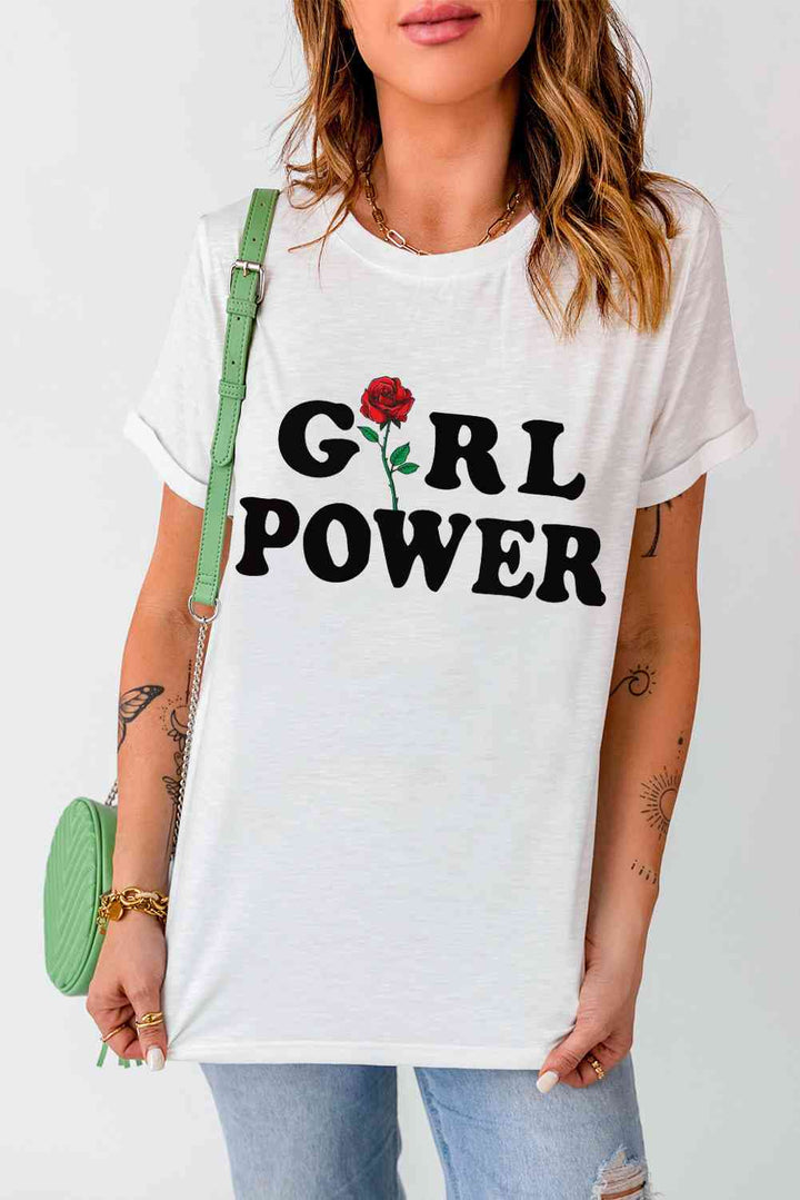 GIRL POWER Rose Graphic Tee Shirt | 1mrk.com