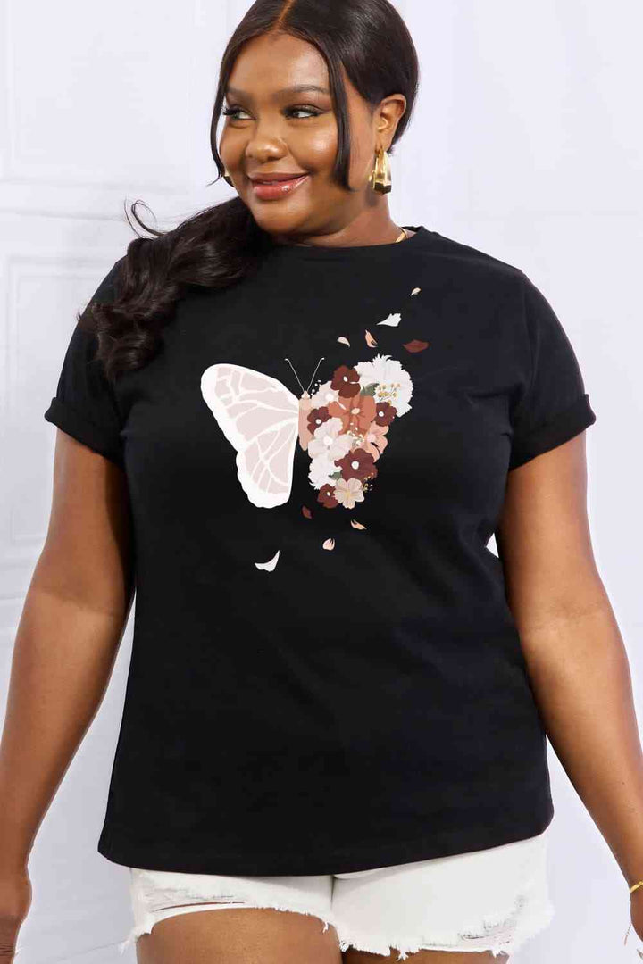 Simply Love Full Size Butterfly Graphic Cotton Tee | 1mrk.com