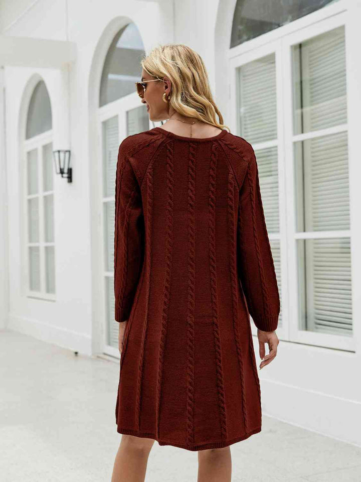 Cable-Knit Long Sleeve Sweater Dress | 1mrk.com