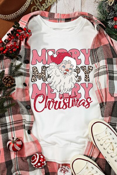 MERRY CHRISTMAS Round Neck Dropped Shoulder Sweatshirt | Trendsi