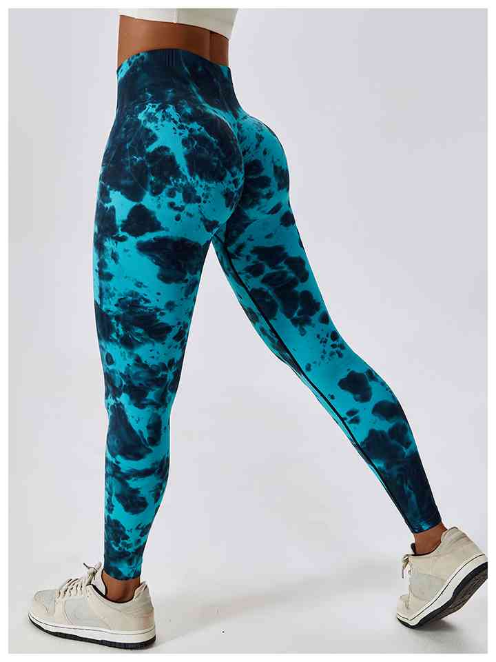 Tie Dye Wide Waistband Active Leggings |1mrk.com