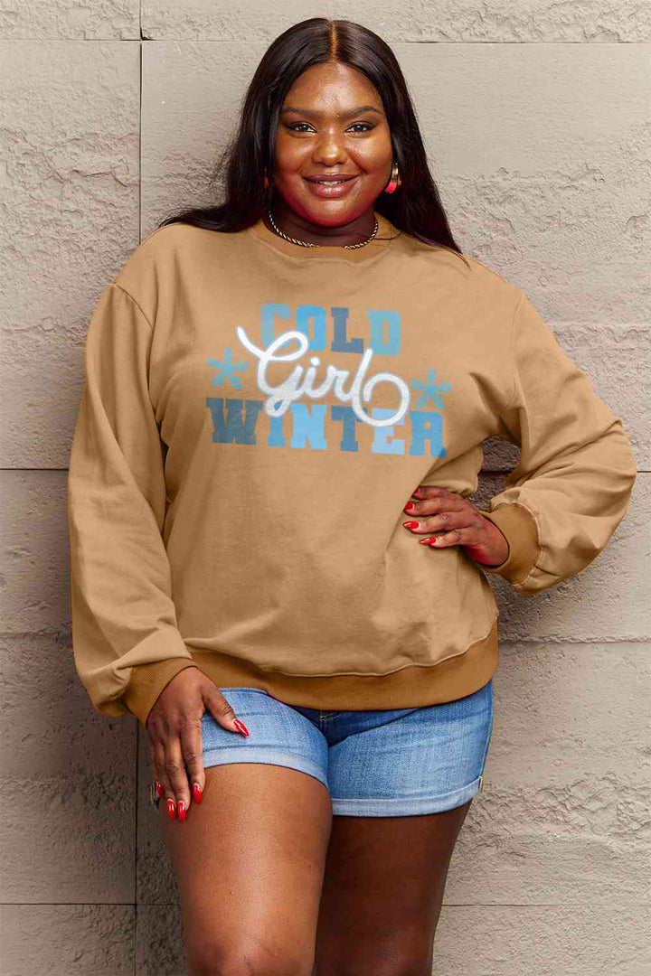 Simply Love Full Size COLD WINTER Graphic Long Sleeve Sweatshirt |1mrk.com