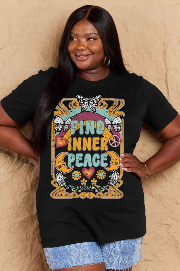 Simply Love Full Size FIND INNER PEACE Graphic Cotton T-Shirt | 1mrk.com