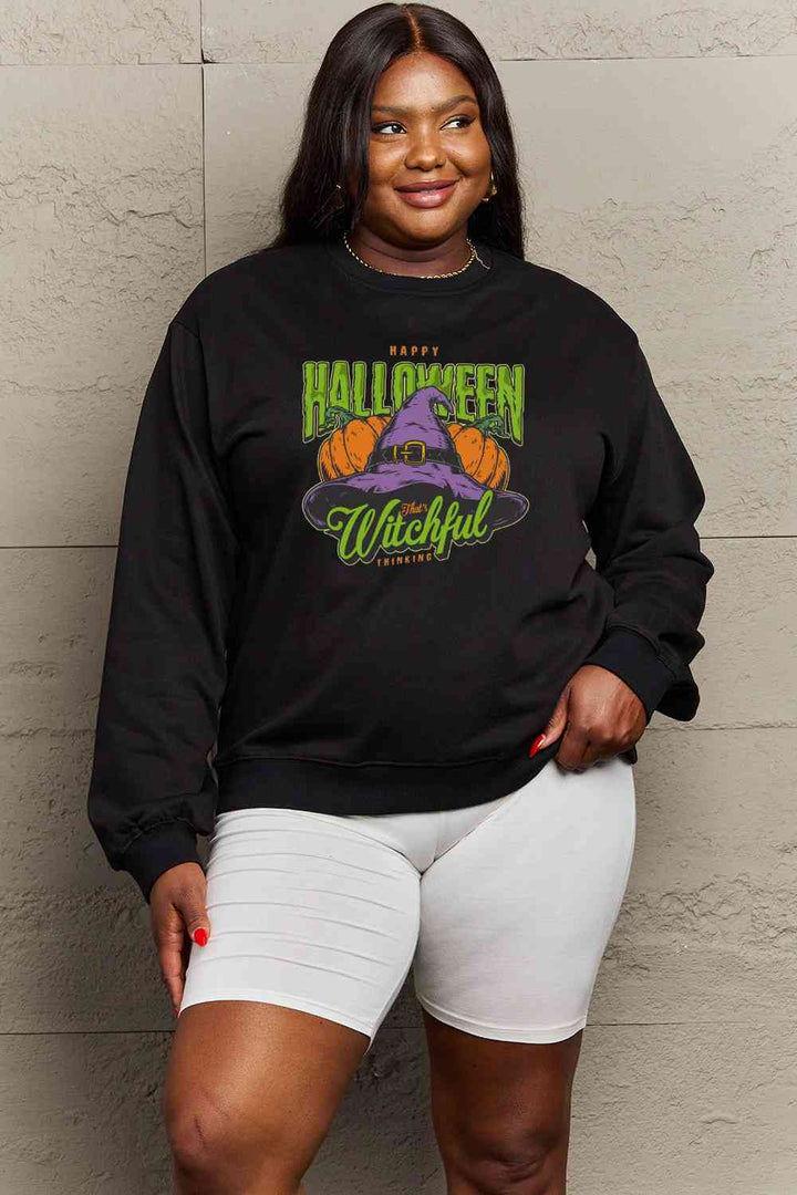 Simply Love Full Size Witch Hat Graphic Sweatshirt |1mrk.com