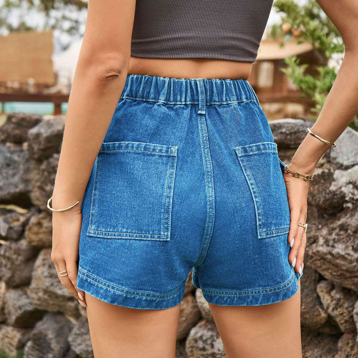 High-Waist Denim Shorts with Pockets | 1mrk.com