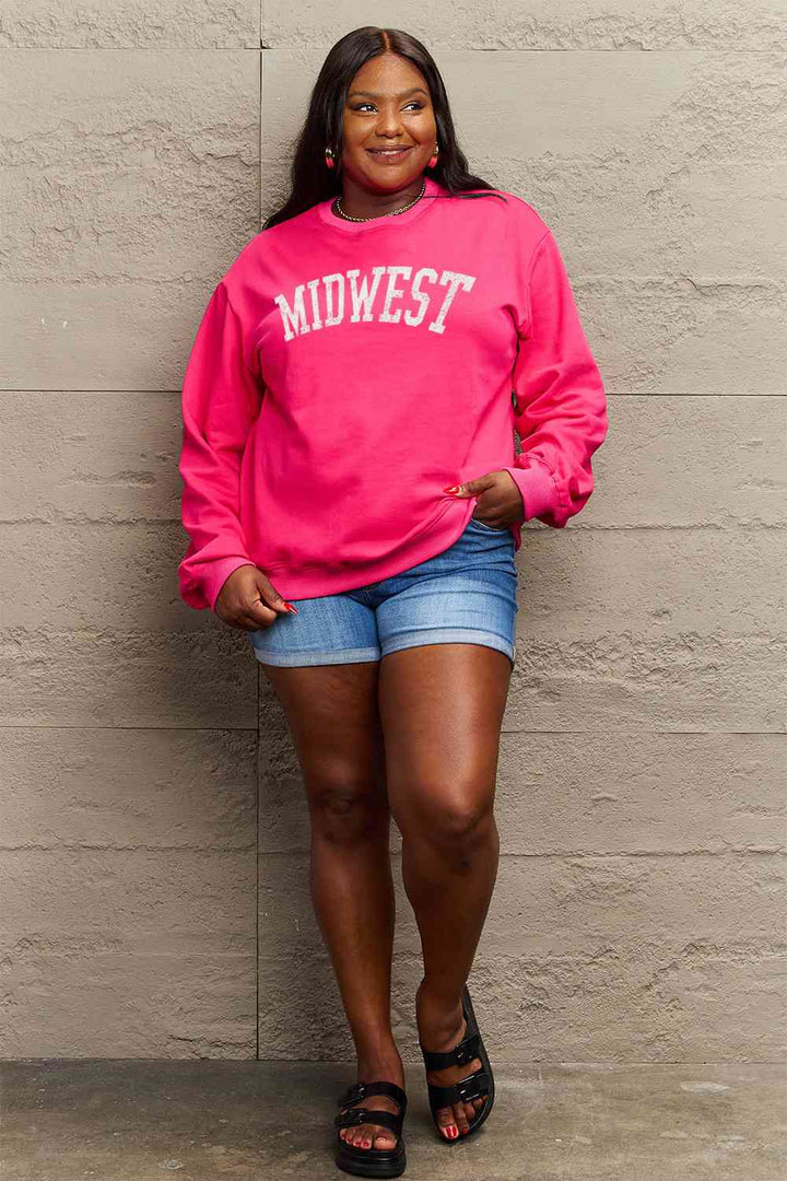 Simply Love Full Size MIDWEST Graphic Sweatshirt |1mrk.com