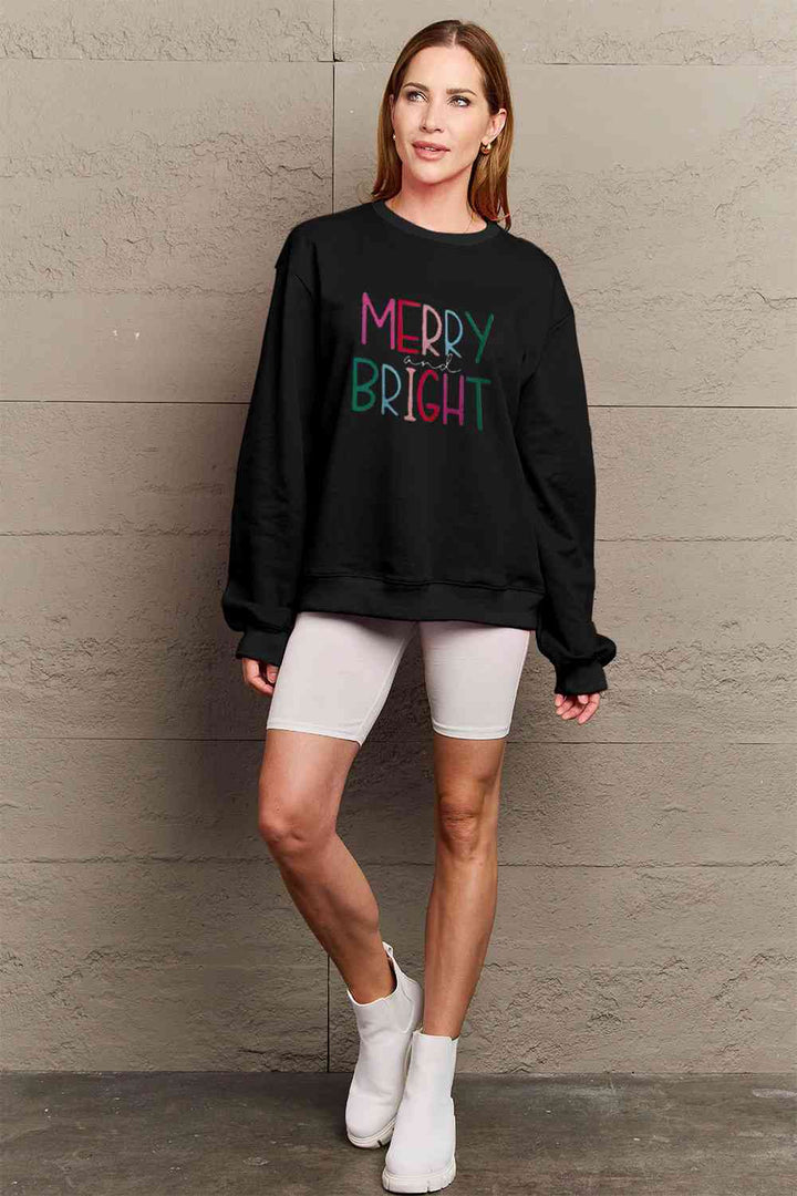 Simply Love Full Size MERRY AND BRIGHT Graphic Sweatshirt |1mrk.com