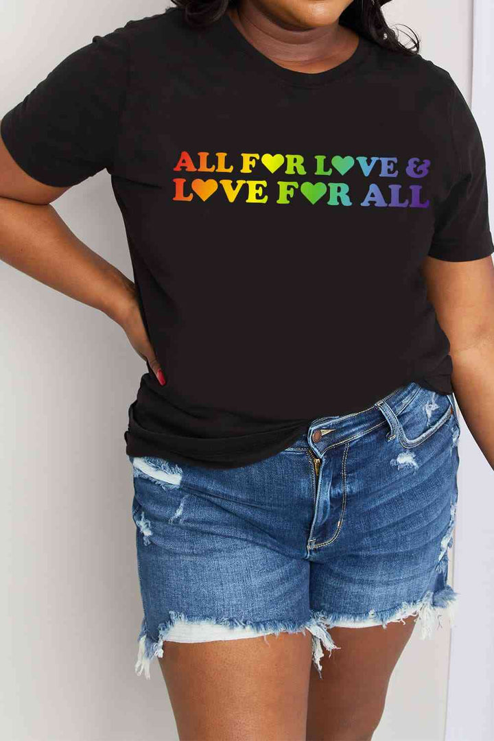 Simply Love Full Size ALL FOR LOVE & LOVE FOR ALL Graphic Cotton Tee | 1mrk.com