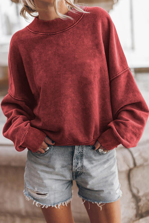 Round Neck Dropped Shoulder Sweatshirt |1mrk.com