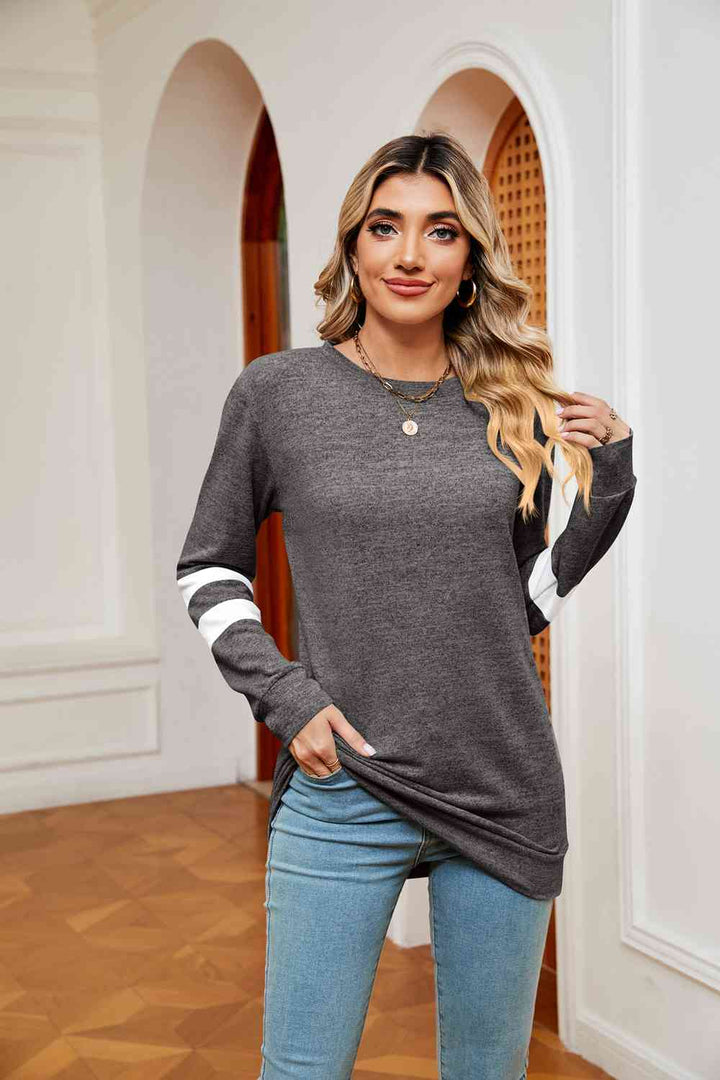 Round Neck Long Sleeve Top | 1mrk.com