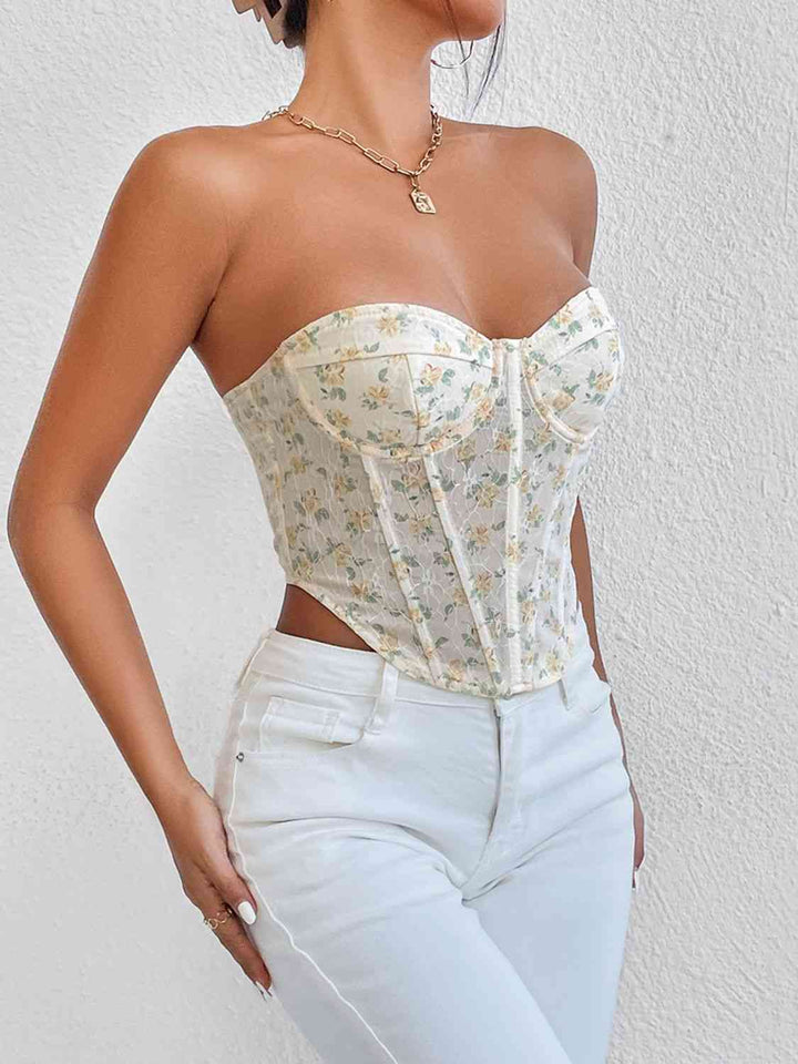 Floral Lace-Up Strapless Bustier | 1mrk.com