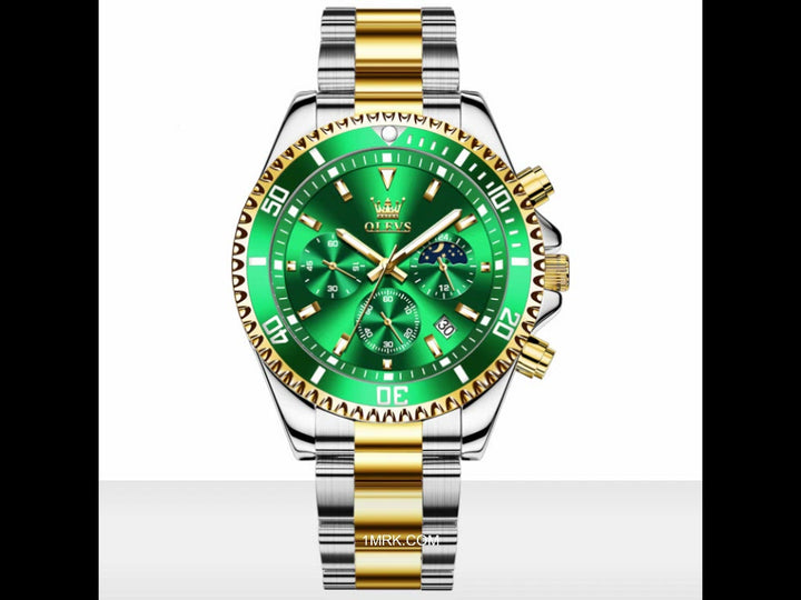Olevs 2870 watches Wrist Chronograph Luminous Analogue Luxury Crescent Steel - 1mrk.com