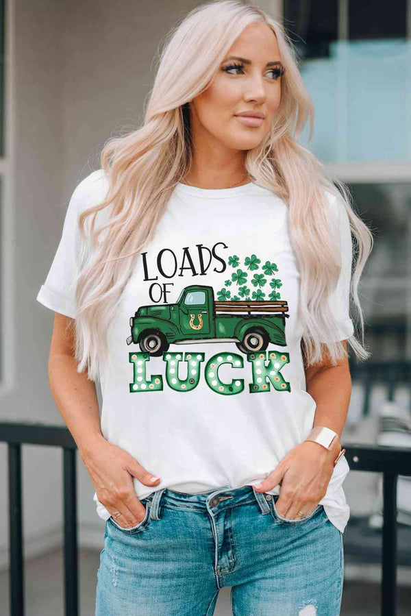 LOADS OF LUCK Graphic Round Neck Tee | 1mrk.com