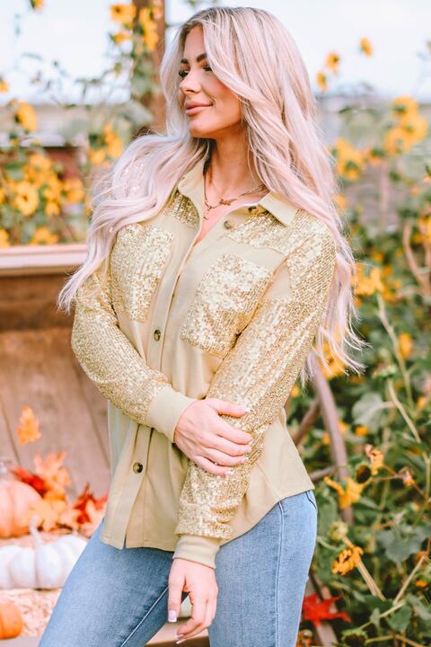 Sequin Long Sleeve Shirt |1mrk.com