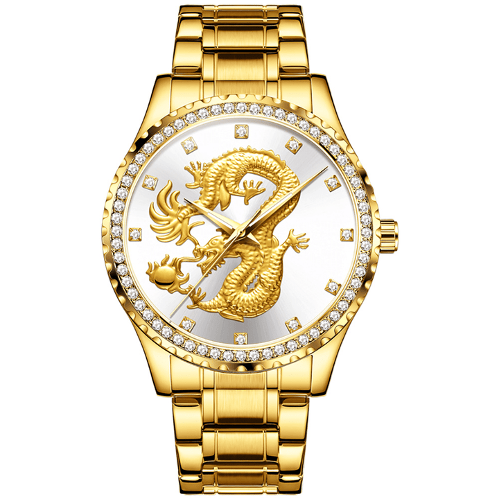OLEVS 5515 watches golden dragon quartz diamond luxury men stainless OLEVS