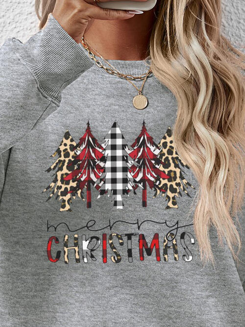 MERRY CHRISTMAS Round Neck Long Sleeve Sweatshirt |1mrk.com