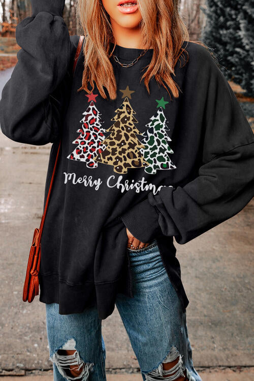 MERRY CHRISTMAS Graphic Dropped Shoulder Sweatshirt |1mrk.com