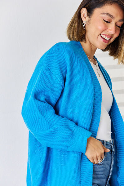 Open Front Dropped Shoulder Cardigan | Trendsi