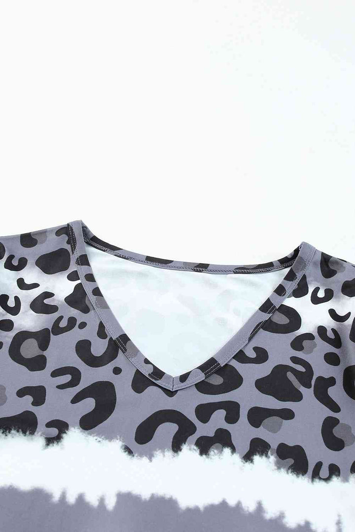 Leopard V-Neck Tee Shirt | 1mrk.com