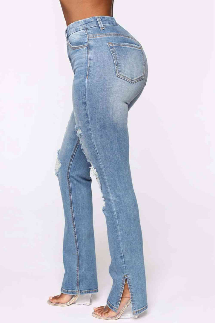 Distressed Slit Jeans | 1mrk.com