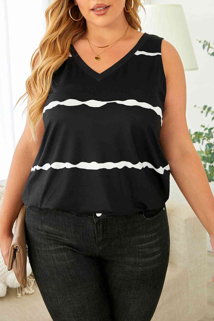 Plus Size Printed V-Neck Tank | 1mrk.com