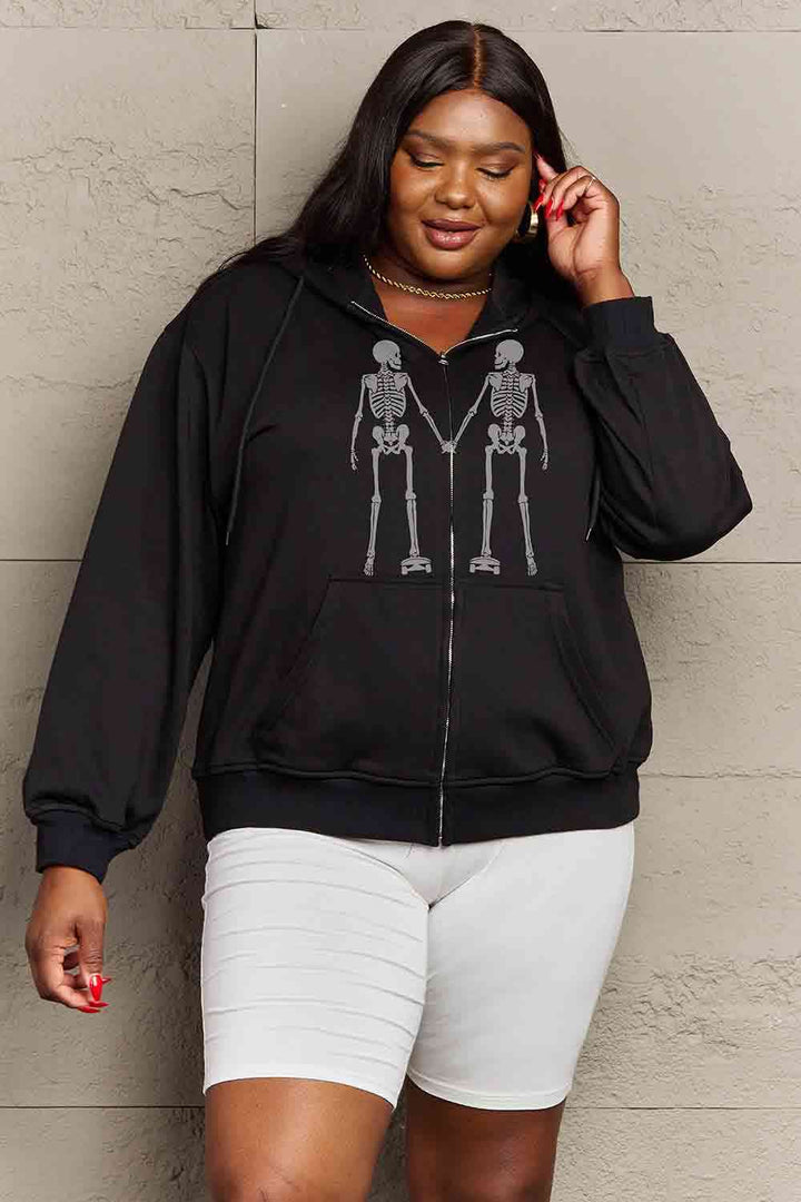 Simply Love Full Size Skeleton Graphic Hoodie | 1mrk.com