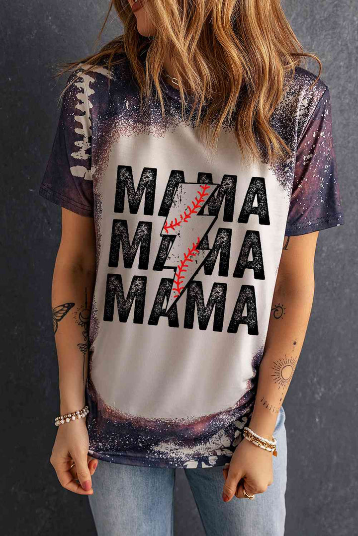 Printed MAMA Graphic Round Neck Tee | 1mrk.com