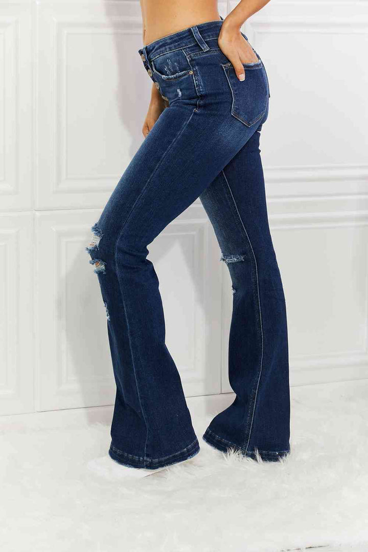 Kancan Full Size Reese Midrise Button Fly Flare Jeans | 1mrk.com